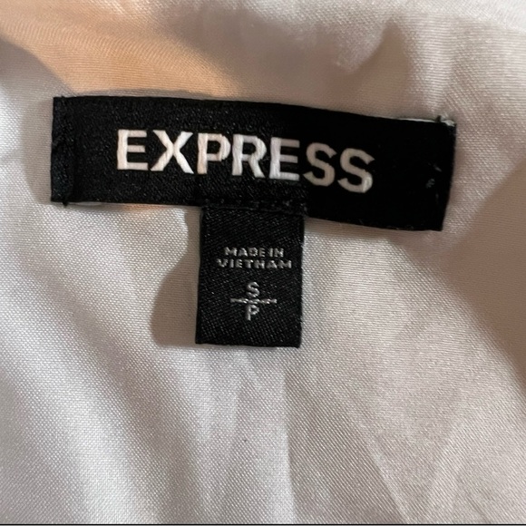 Express Cotton Ruffle Flare Sleeve Wrap Dress in Tan + White Stripes Size Small - Picture 9 of 10